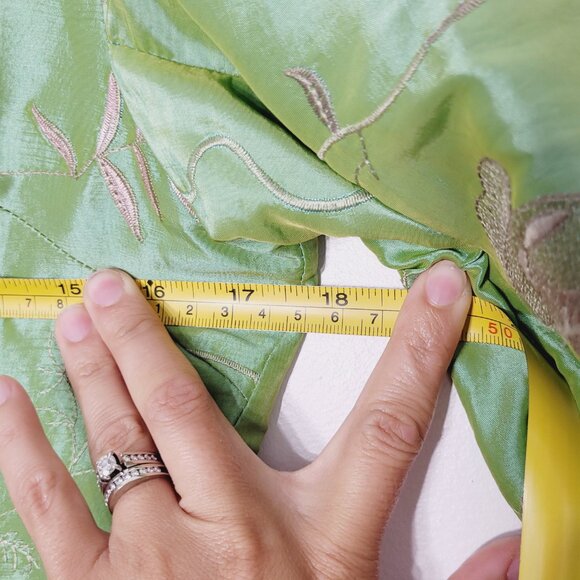 Laogudai Women's Green Floral Embroidered Long Sleeve Kimono Jacket Size Large - Picture 10 of 11
